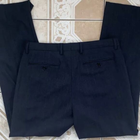 Banana Republic Men’s 33x32 Navy Flat Front Tailored Slim Fit Wool Dress Pants - Picture 2 of 4